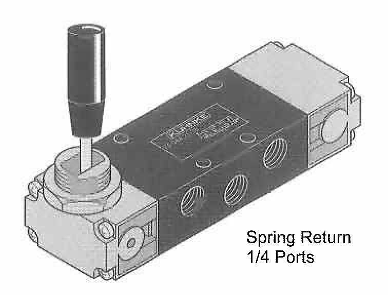Lever Operator, 4 way, Spring Return 1/4 Ports